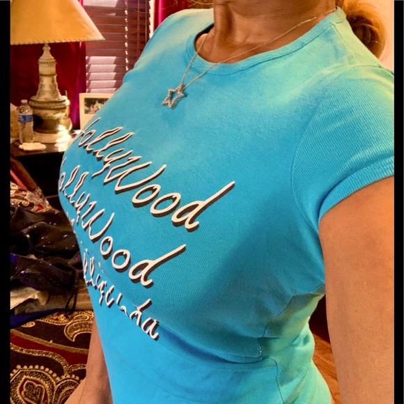 Dolce & Gabbana Turquoise Blue Fitted Hollywood T-shirt - Picture 5 of 8